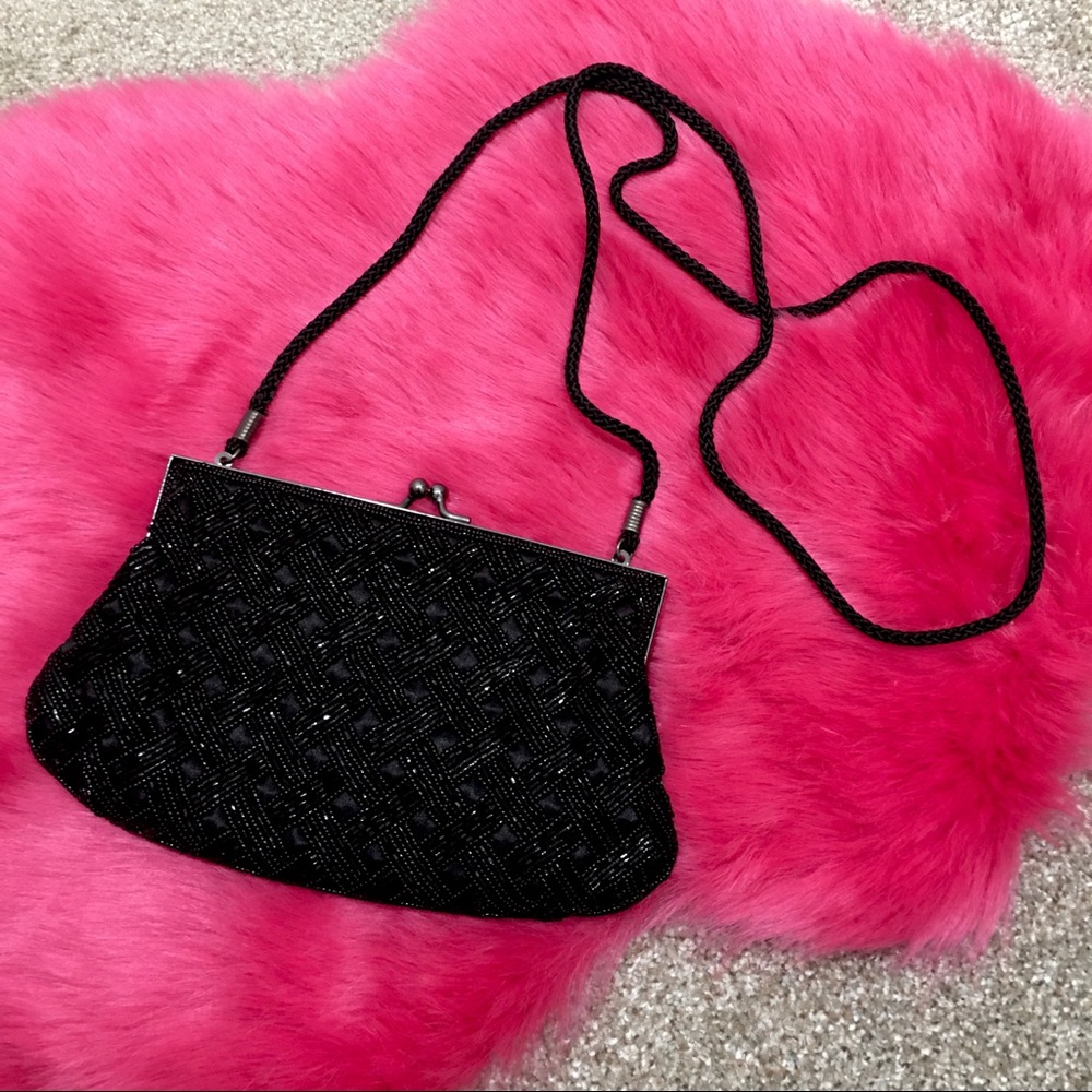 Vintage Glam Beaded Satin Bag